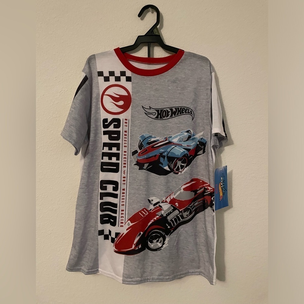 Hot Wheels Kids Short Sleeve cozy pants Pajama Set - Gray and Red size XL 14/16